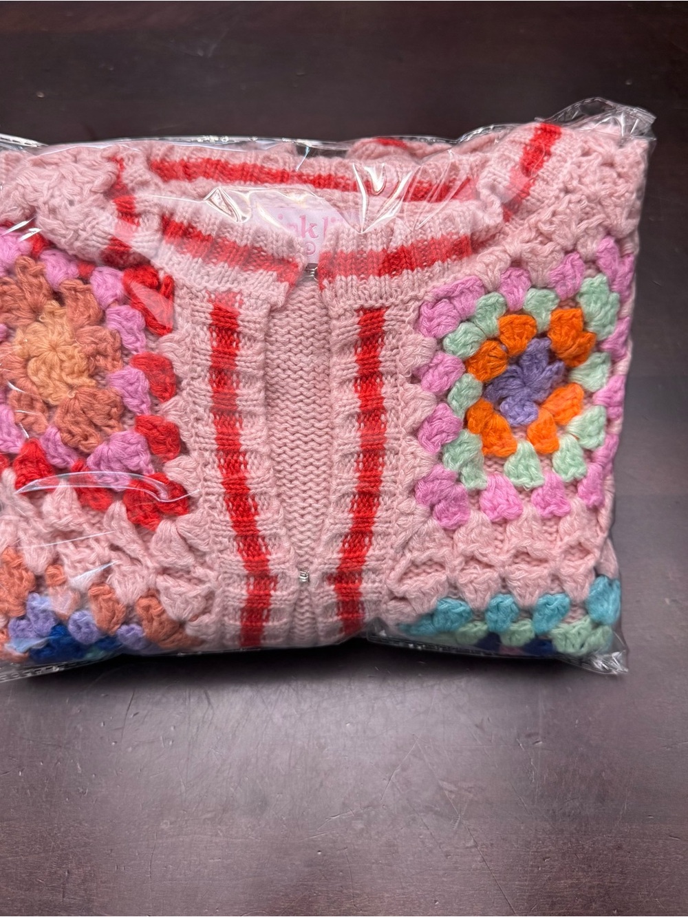 Pink Lily Pastel Pink Crochet Patchwork Cardigan - Picture 17 of 17
